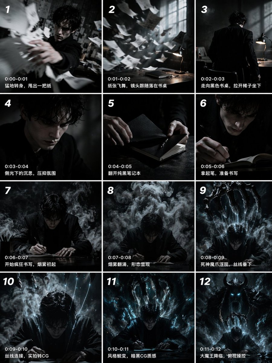 12 格电影级分镜网格