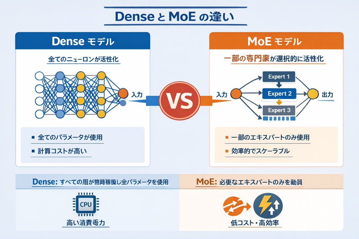 Dense 与 MoE 神经网络信息图