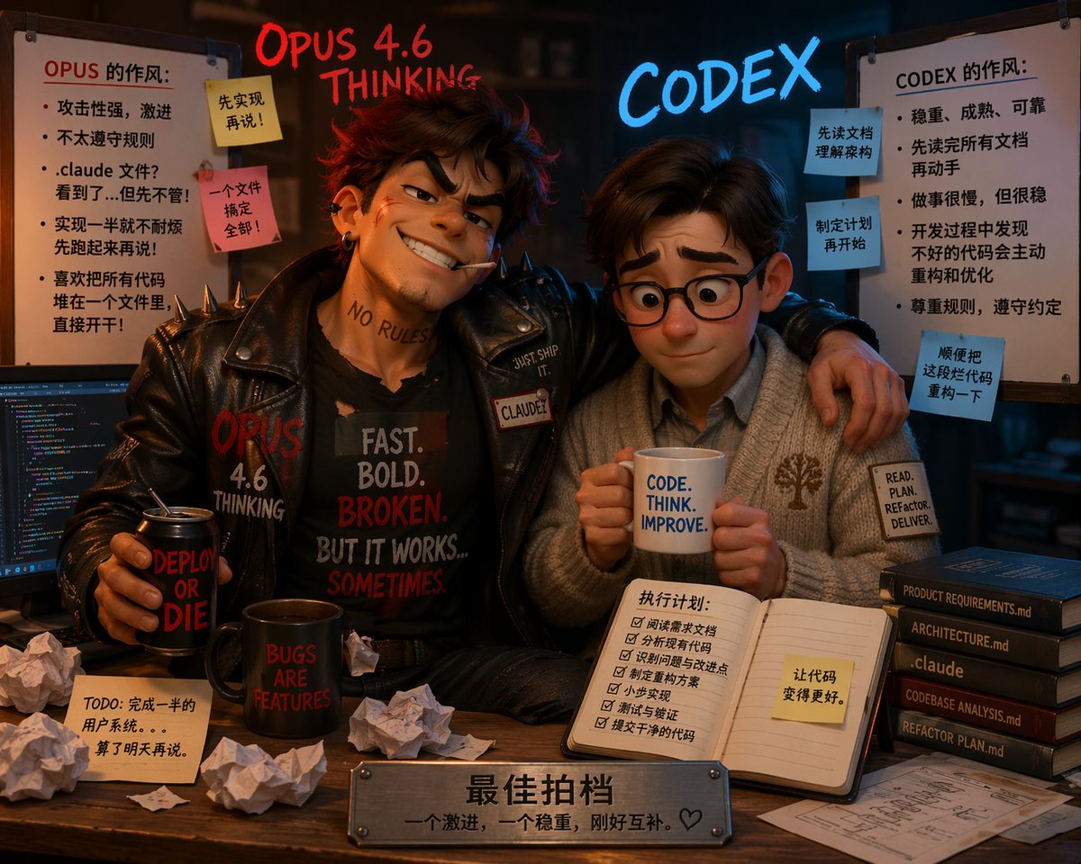 程序员性格对比插画