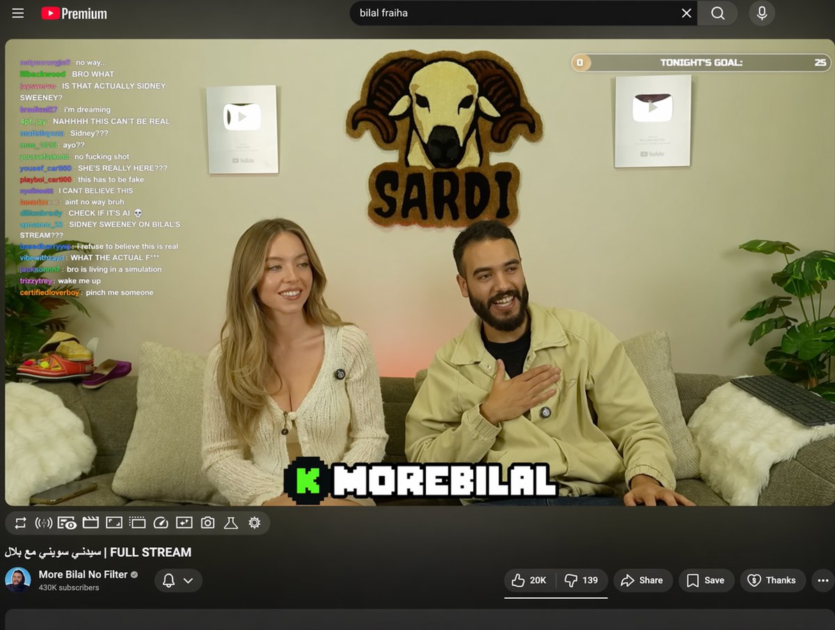 YouTube 直播界面模型