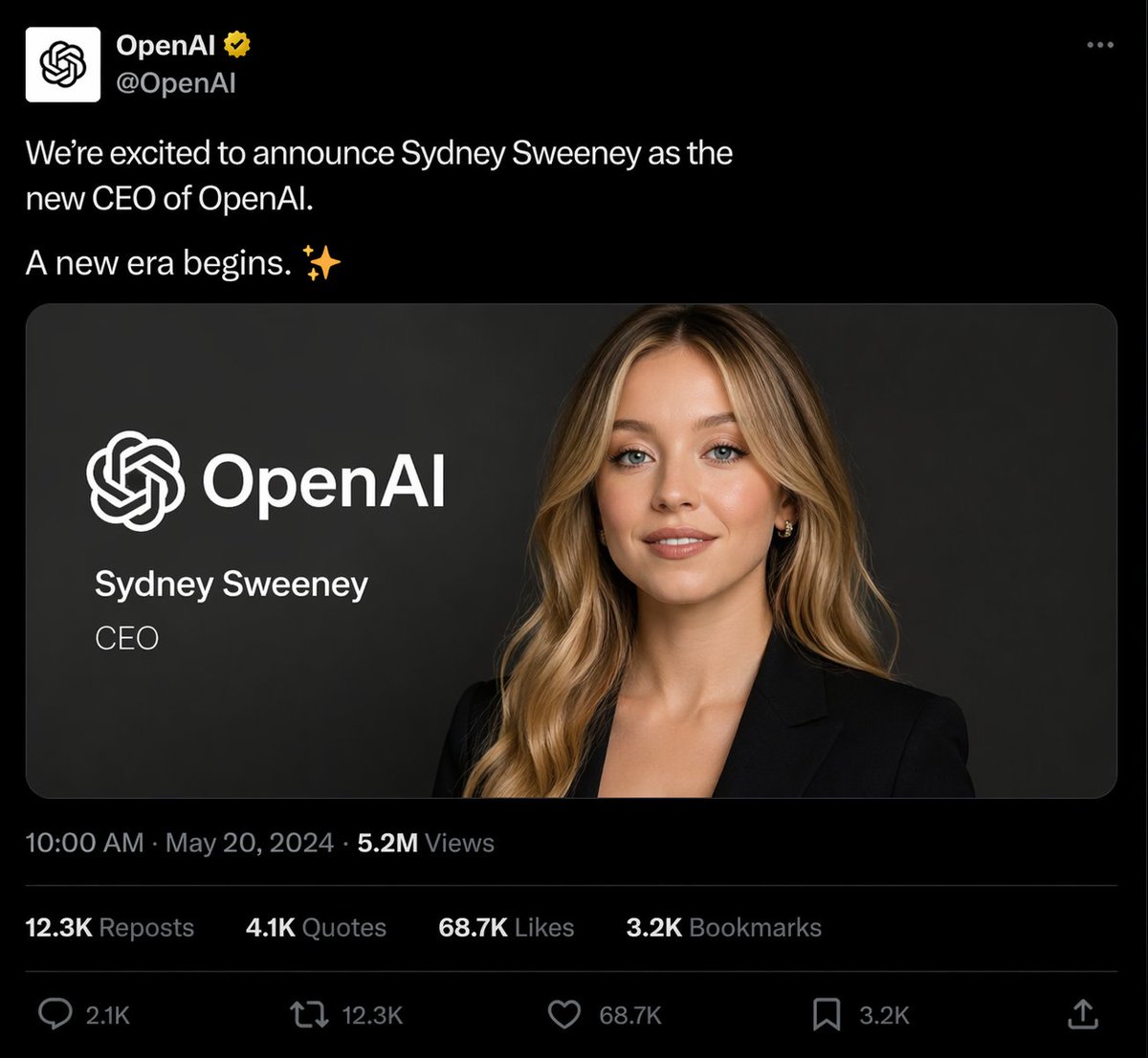 伪造 CEO 任命公告截图