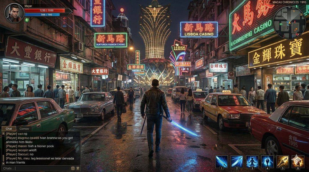 霓虹澳门 RPG 街头战斗 HUD