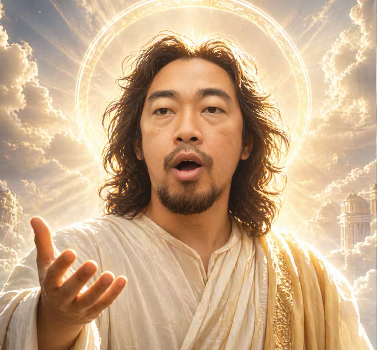 面部遮挡的神圣光环肖像