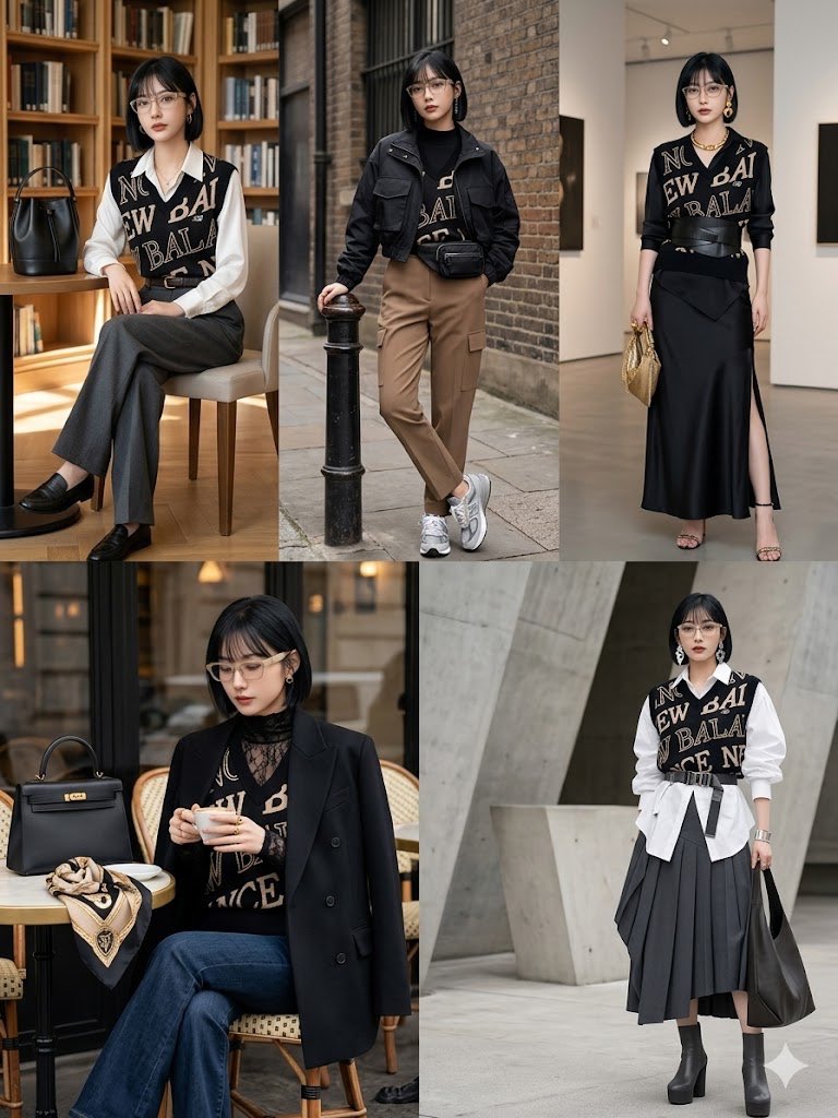 字母针织上衣的 5 种穿搭方式