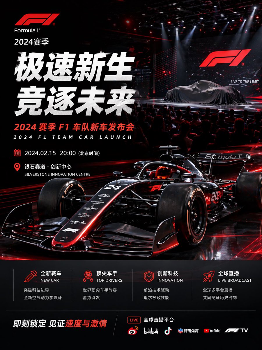 一级方程式 (Formula 1) 车队新车发布会海报