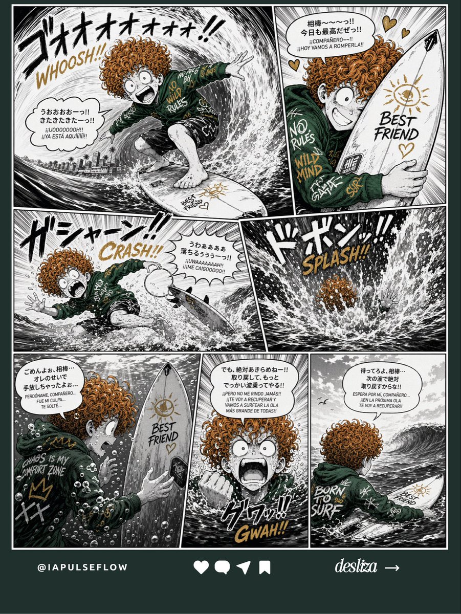 冲浪漫画风格 Wipeout 漫画海报