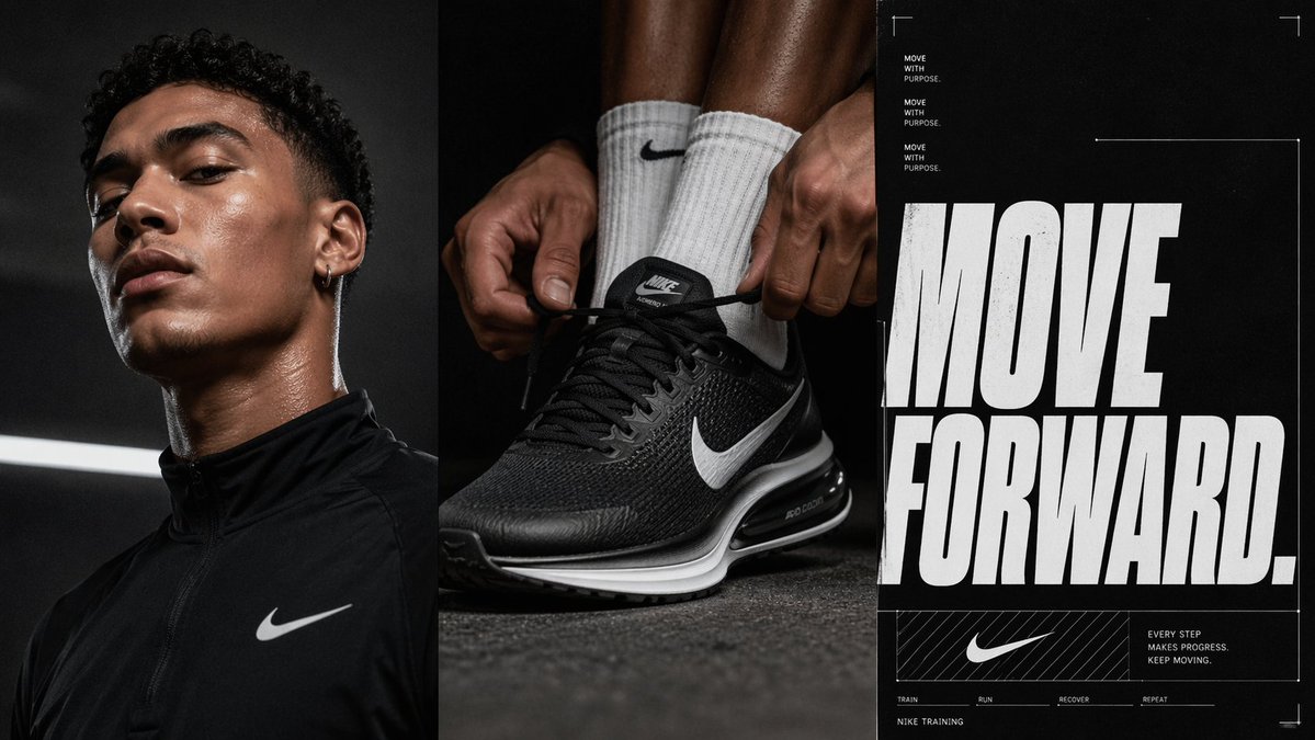 三联画风格运动广告海报