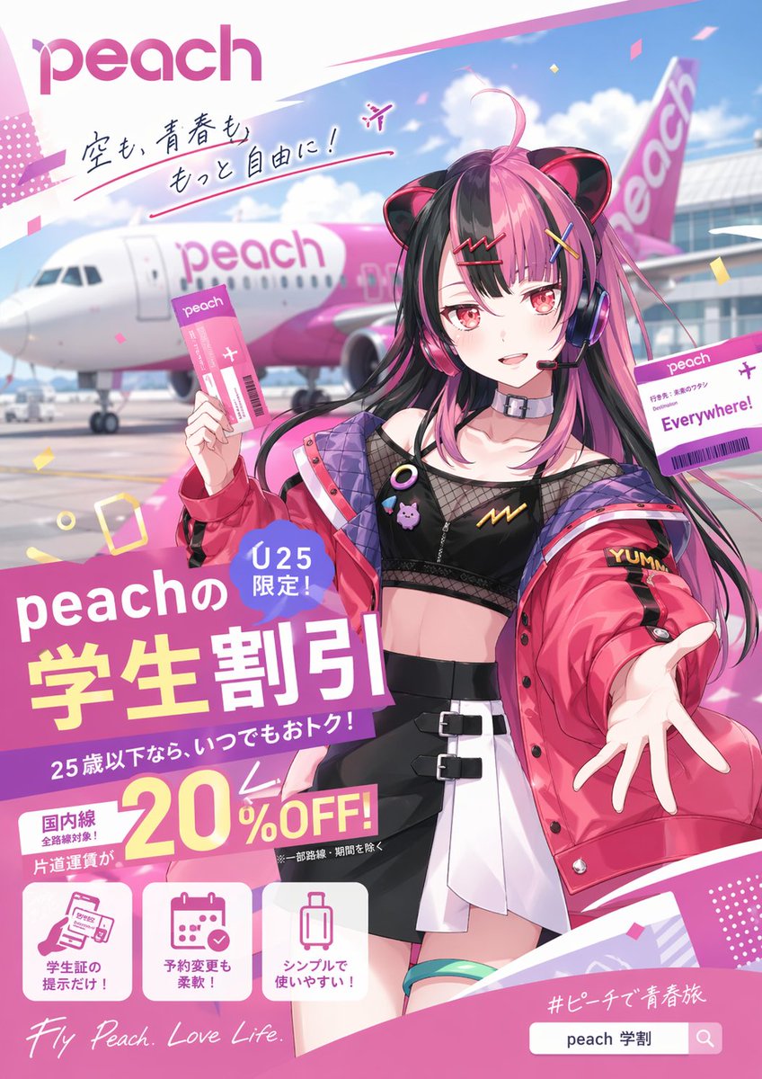 动漫风航空学生优惠海报