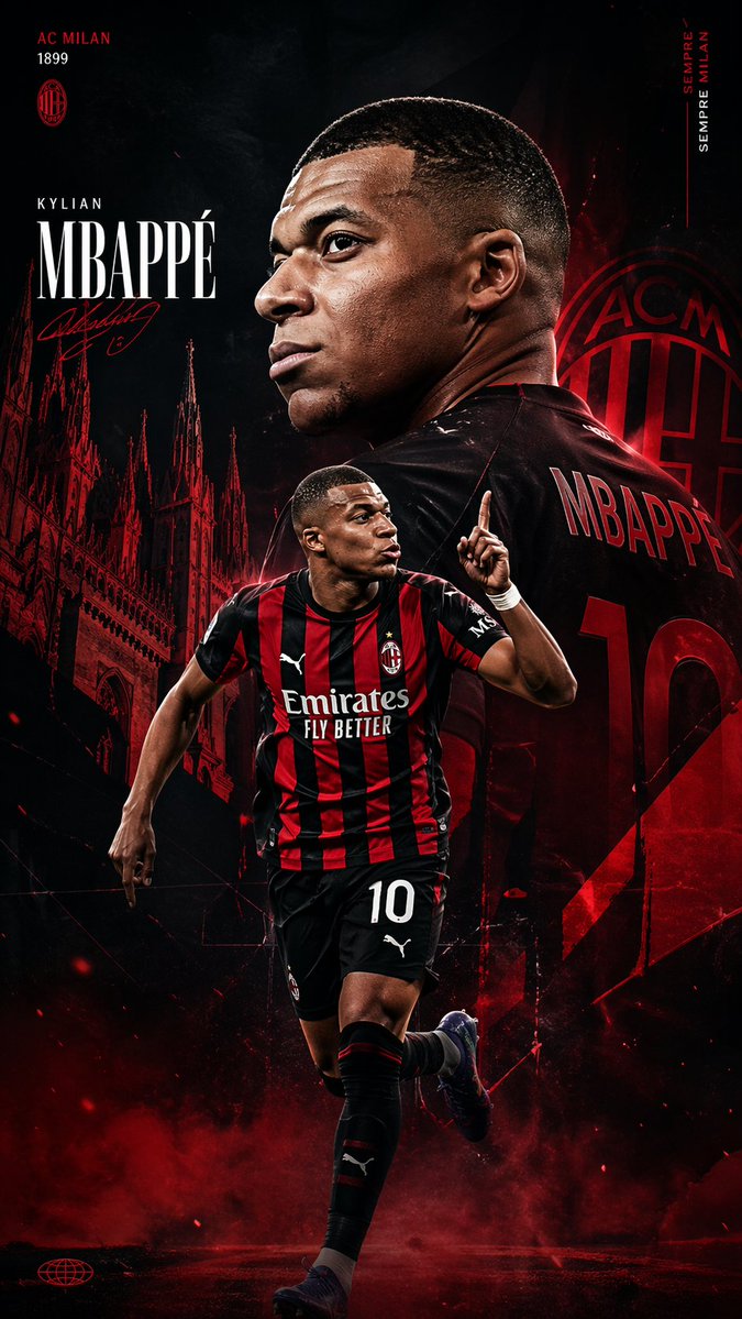AC Milan Mbappé 转会海报
