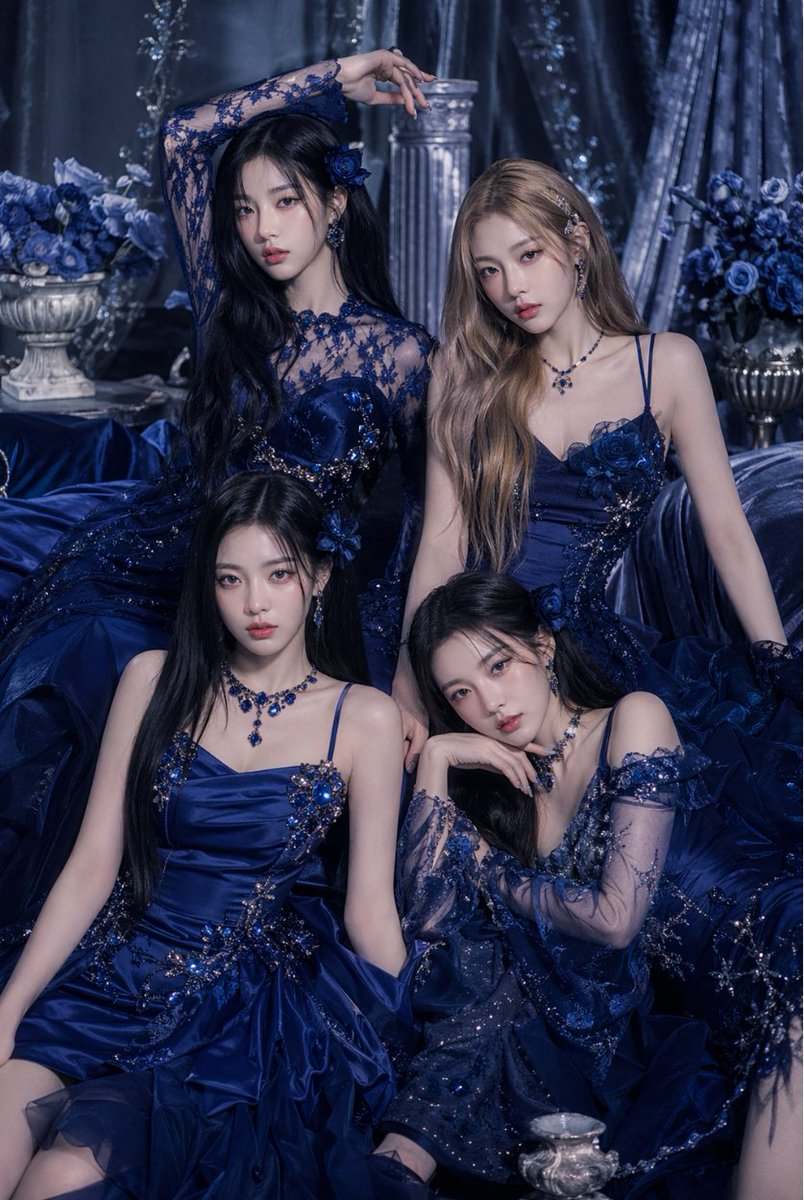 蓝色高定团体肖像