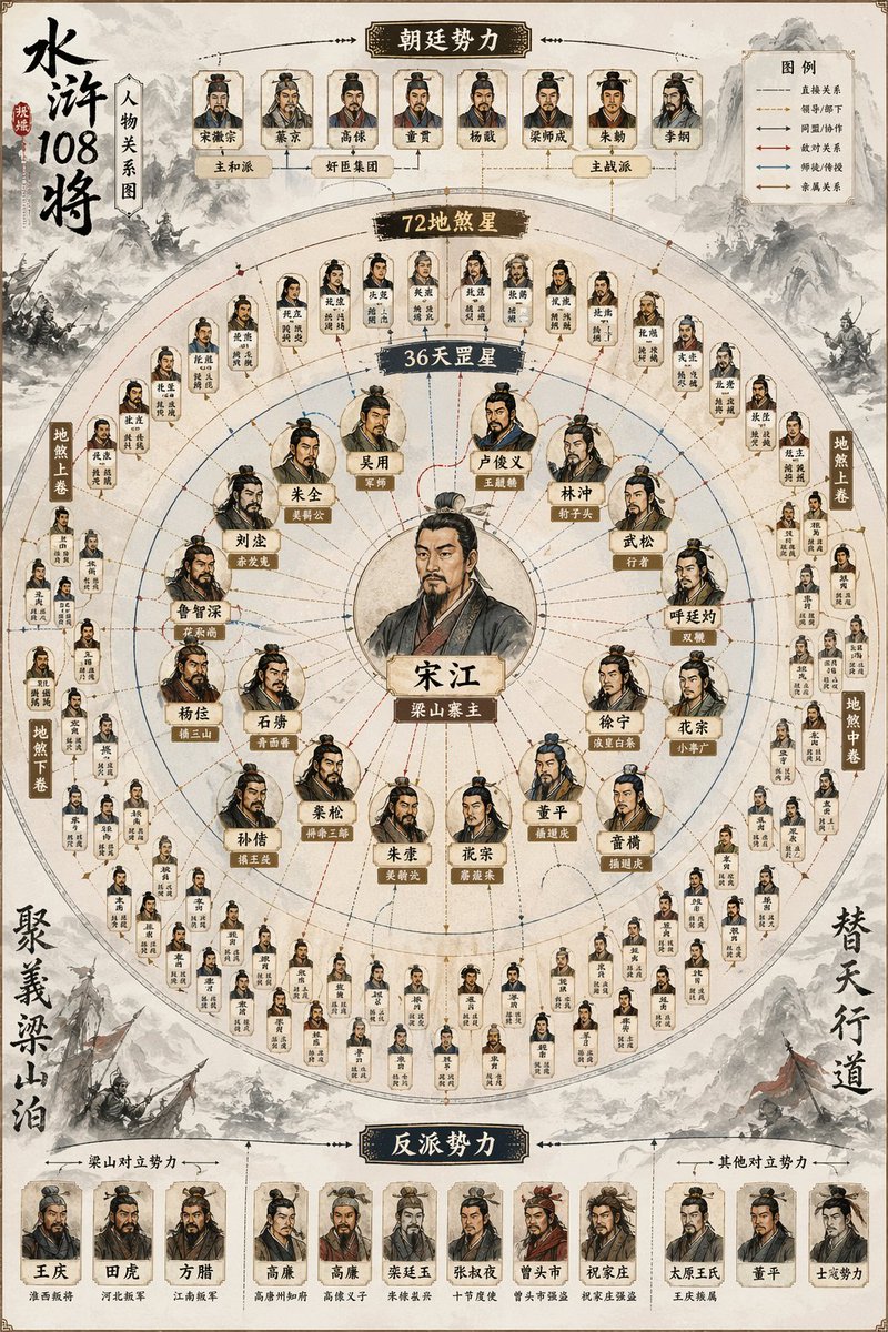 《水浒传》108 将人物关系图