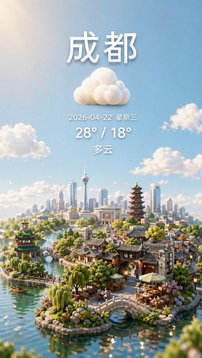 微缩城市天气海报