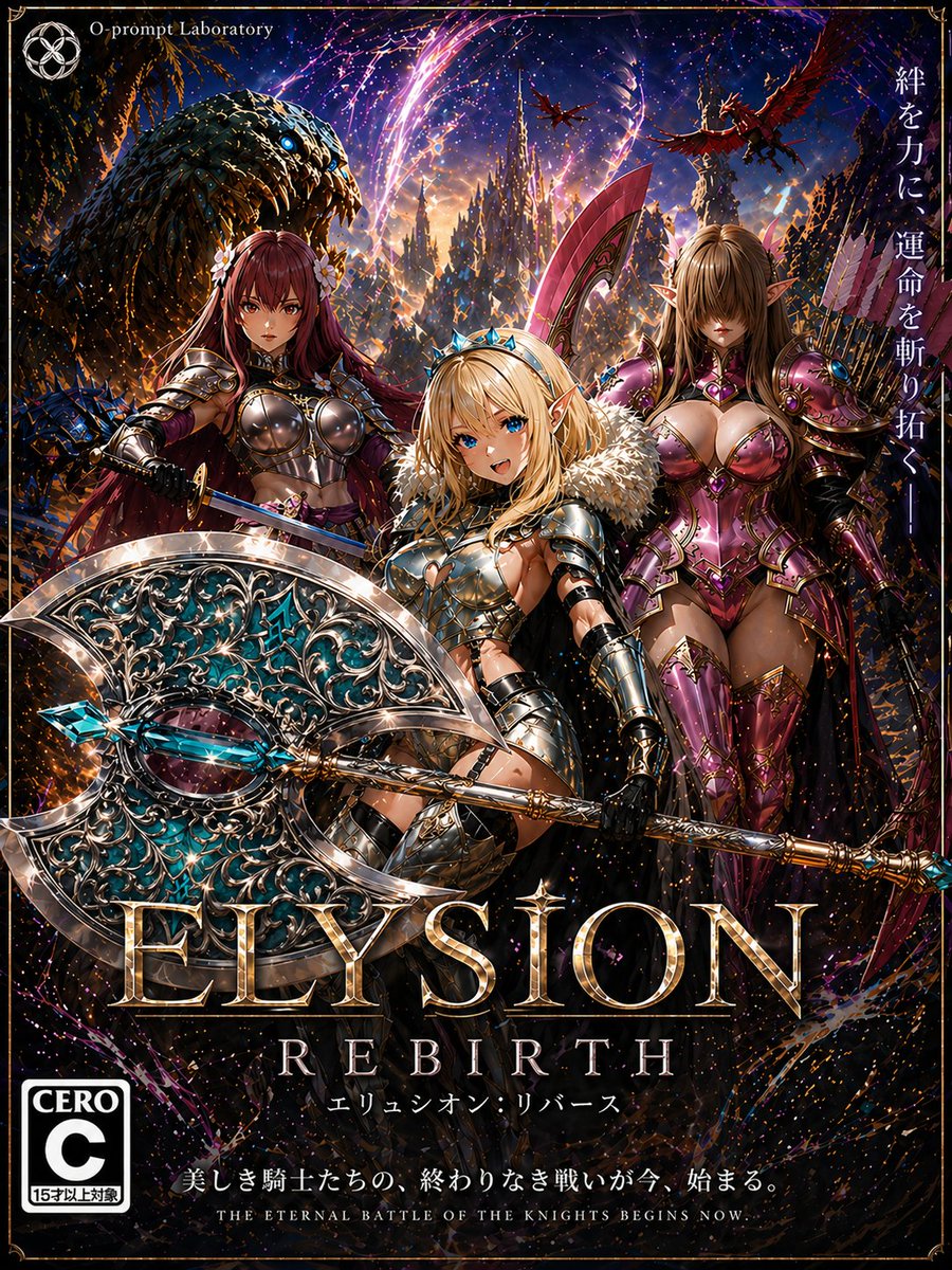 三位女骑士的奇幻 RPG 游戏封面