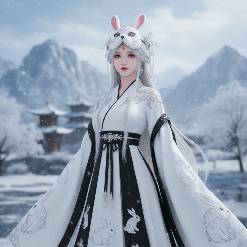 个人资料 / 头像 - 雪兔面具汉服人像